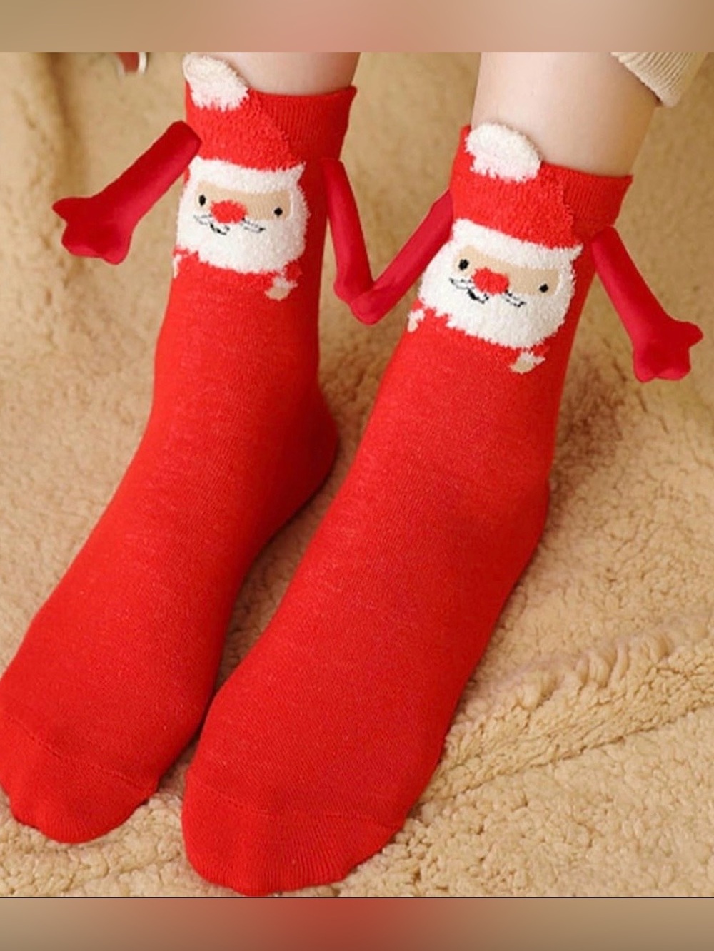 💞 New Cute Adult Santa Claus Christmas Holiday Novelty Socks with Hands